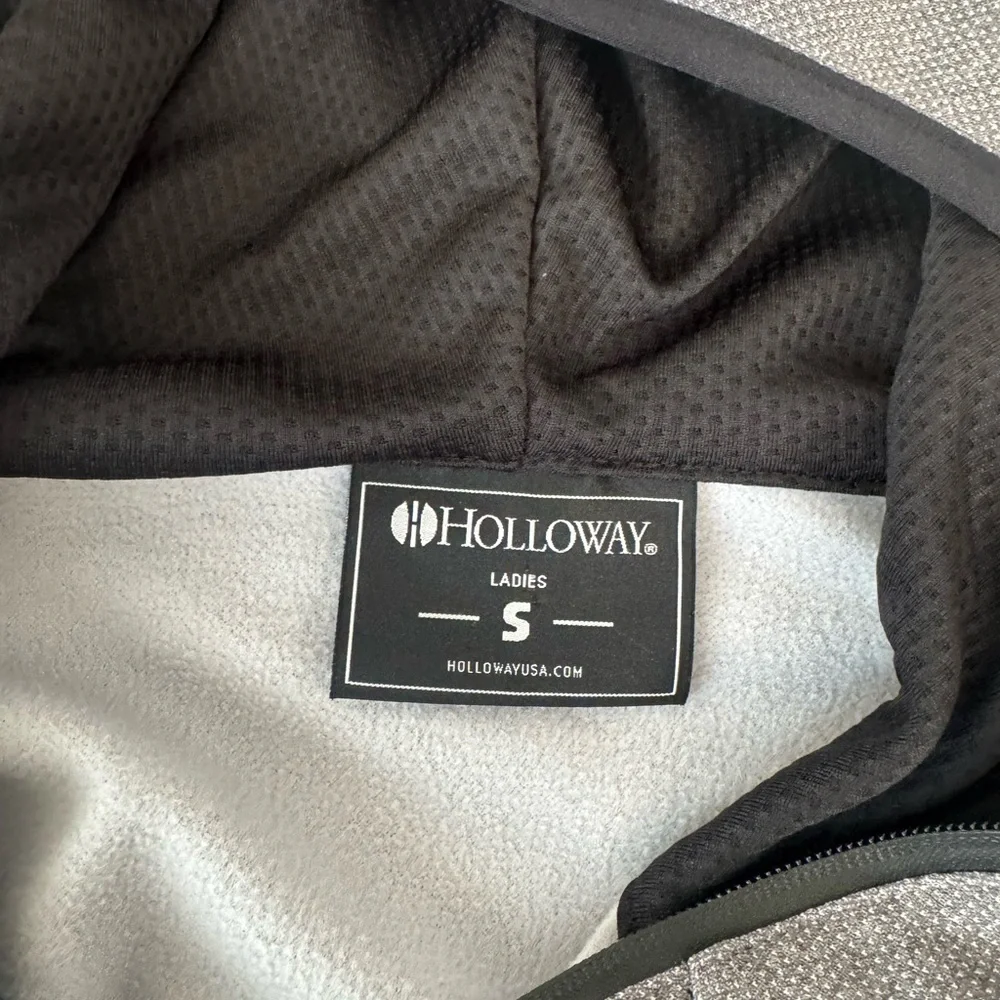 Holloway Ladies Small Gray Asymmetrical Zip Hooded Jacket Thumbholes Pockets k2
